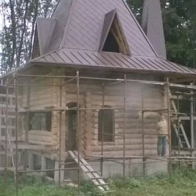 Пескоструйная обработка деревянного храма - 1